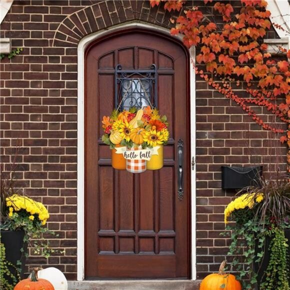Thanksgiving Welcome Sign Fall Wall Art Wood Autumn Maple Door Decor - Picture 3 of 7